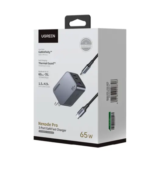 Cargador Completo Original Ugreen de Triple entrada 65W