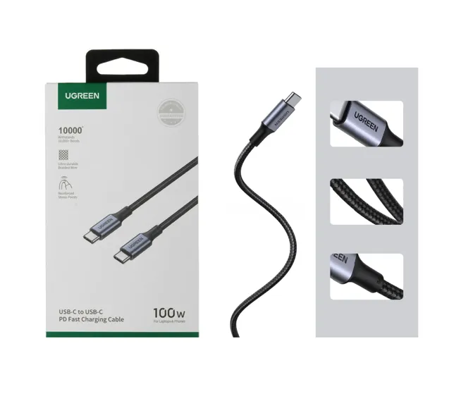 Clic para ver en pantalla completa Cable Original Trenzado Ugreen Tipo C 2 Metros